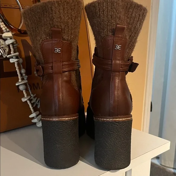 Sam Edelman Brown Heeled Boots with Knit Detail - Picture 6 of 6